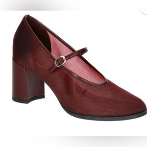 NWT Scoop Women's Burgundy Mesh Mary Jane Block Heel Pumps Size 9